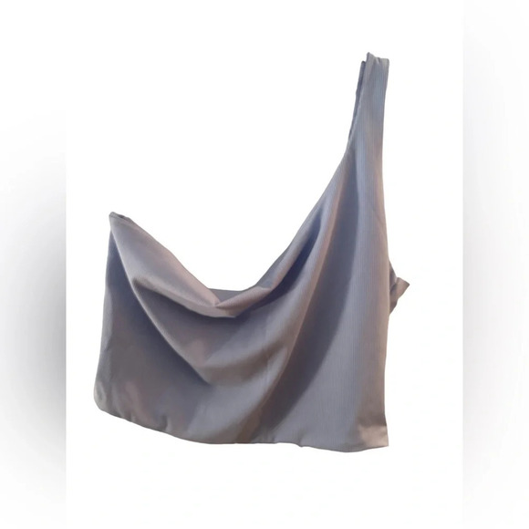Naked Wardrobe Microrib One-Shoulder Crop Tank in light lavender - Picture 1 of 6